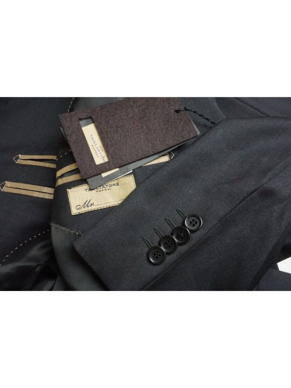 Tagliatore Napoli Dark Gray S120s Wool 2 Pc Suit Jacket Pants Sz 44R Brand New